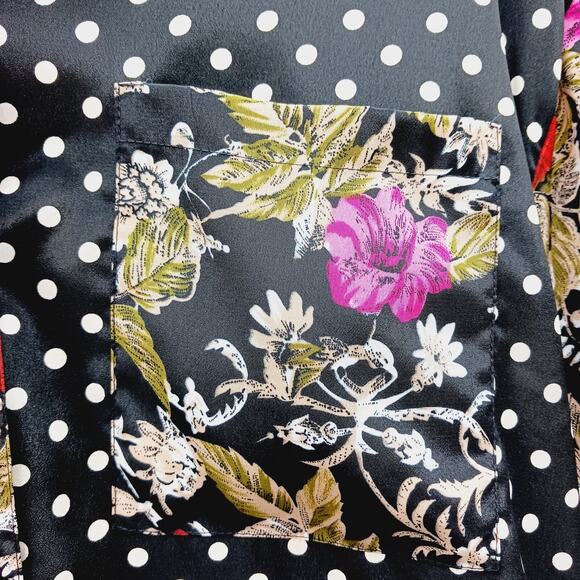 Blouse Size L Floral Dot Mix Maximalist Art Chic Y2K Whimsycore Vacation Office - Picture 5 of 12